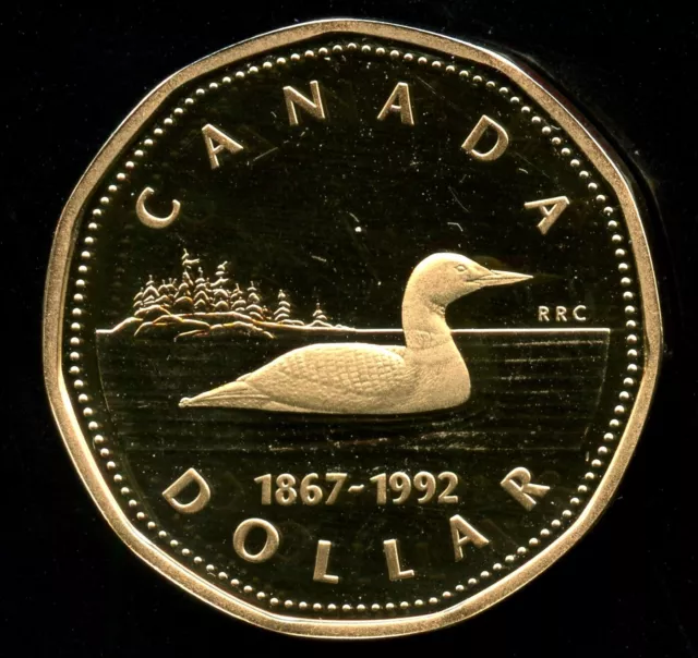 1992 Canada Frosted Proof 1 Dollar Loonie Coin