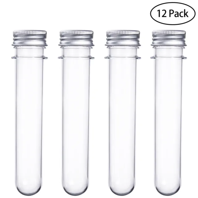 UEETEK 12pcs Plastic Test Tubes with Screw Caps 40ml Bath S