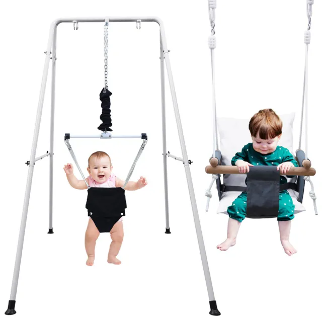 2 in 1 Baby Jumper and Toddler Kids Swing w/ Stand Swing Seat Outdoor Indoor US