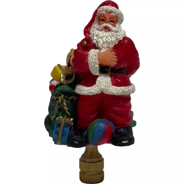 Vintage Christmas Lamp Ornament Finial Santa Clause w Toys 2.5"