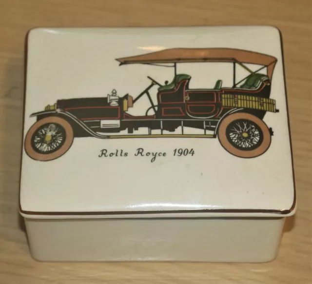 Vintage Sandland Ware trinket box and pin trays - vintage cars