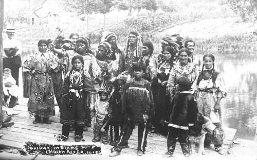 Ojibwa Indians At Indian River Michigan MI Reprint Postcard