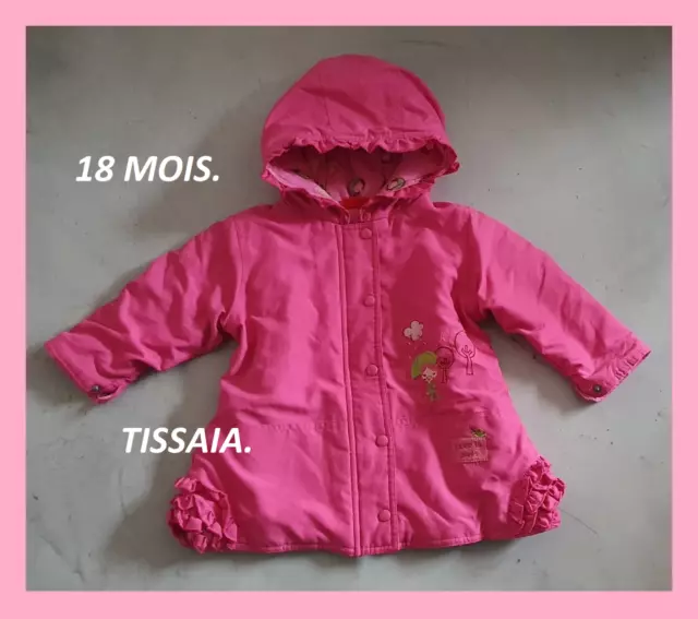 Beau manteau rose fille pour le printemps, Tissaia T: 18 mois