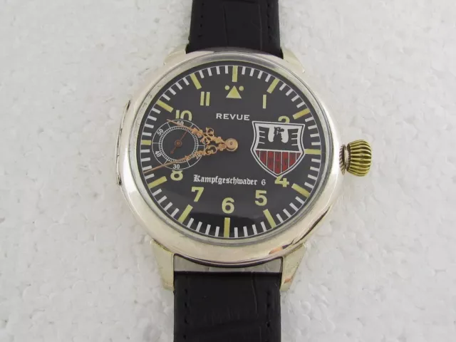 Revue Laco Aviator KG 6 Luftwaffe Pilot WW2 Vintage 1939-1945 Swiss Silver Watch