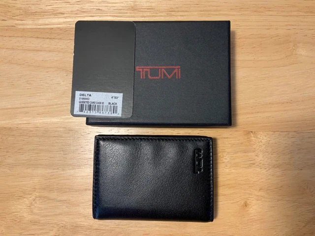 Tumi Men’s Delta Gusseted Card Case Id Holder - Nwt - 4” X 3” - Black Leather