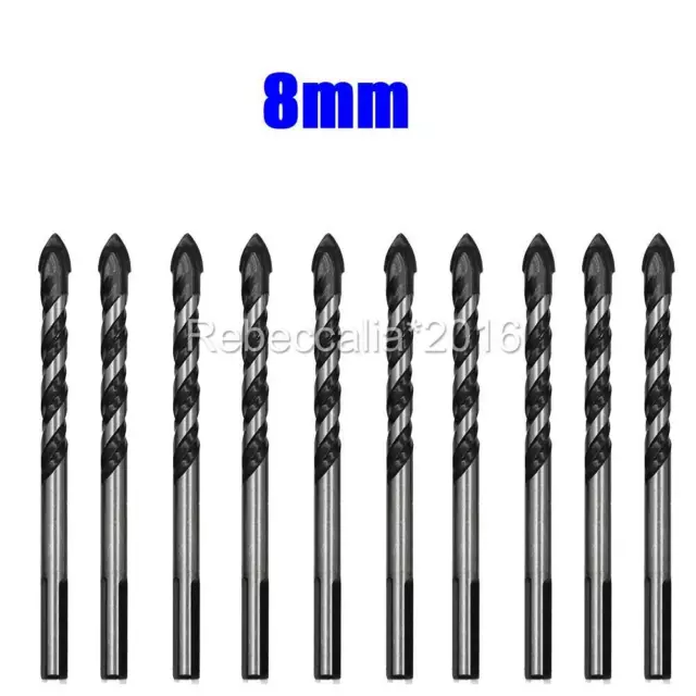 10PCS Tungsten Carbide Drill Bits Set For Masonary Concrete Brick Stone 6/8MM AU 2