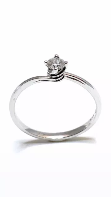 Bague Solitaire Diamant Naturel Coupe G Couleur CT 0,17 IN or Blanc 18 KT