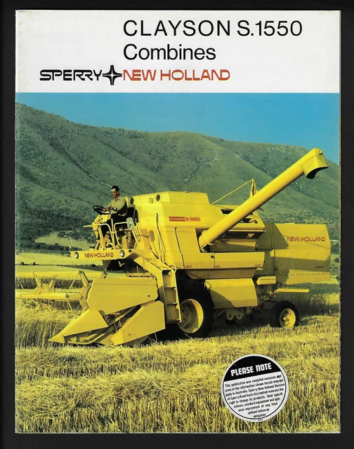 Sperry New Holland Clayson S.1550 Combine Harvester 16 Page Brochure