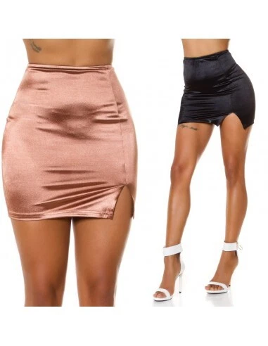 Gonna minigonna donna skirt vita alta aderente sexy elasticizzata spacco corta