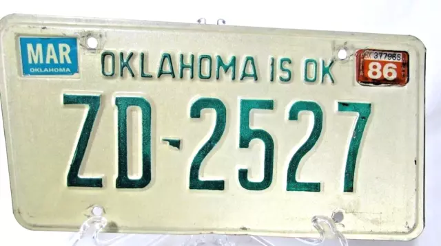 Vintage Oklahoma is OK 1981 Car Truck License Plate ZD 2527 State Tag Tulsa Co