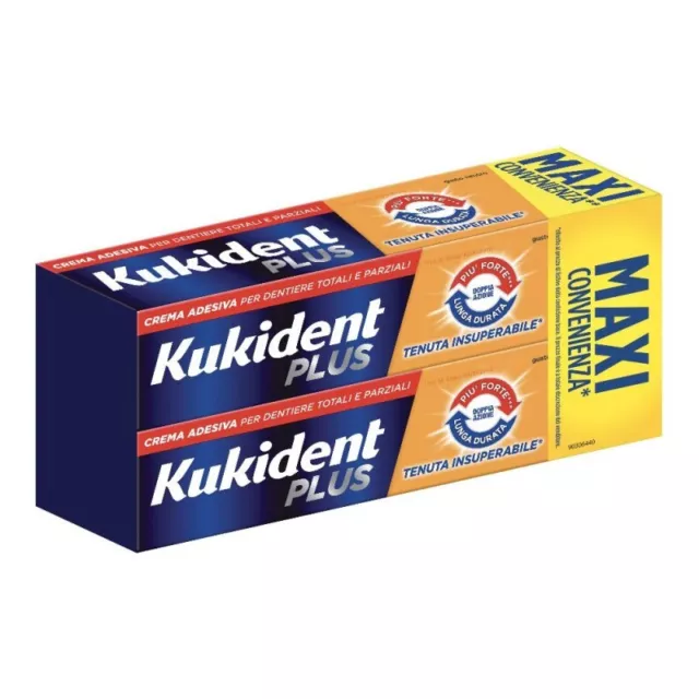 Crema Adesiva per Dentiere Kukident Plus 2x65g