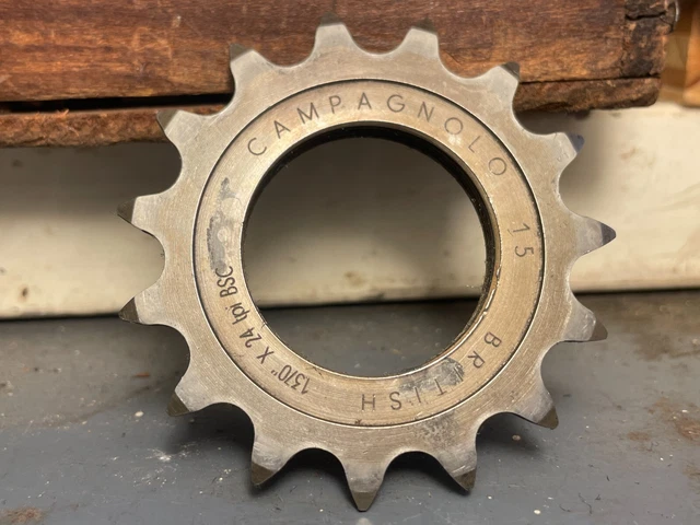Vintage Light Use Campagnolo 15t Steel Track / Pista Cog, BSA thread, 1/8" Chain Vintage Light Use Campagnolo 15t Steel Track / Pista Cog, BSA thread, 1/8" Chain