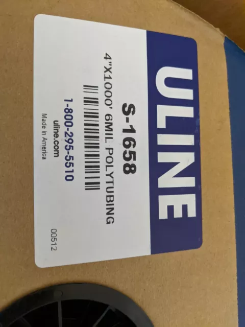 ULINE 6 MIL CLEAR POLY TUBING 4" x 1000' S-1658 U-LINE NIB UNUSED ROLL