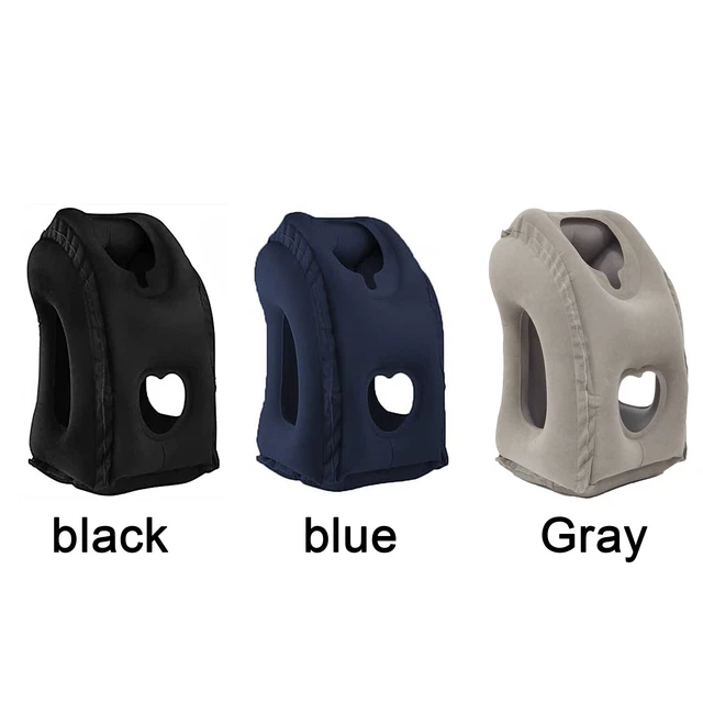 NEW Inflatable Air Travel Pillow Airplane Office Nap Rest Neck Head Chin Cushion 2