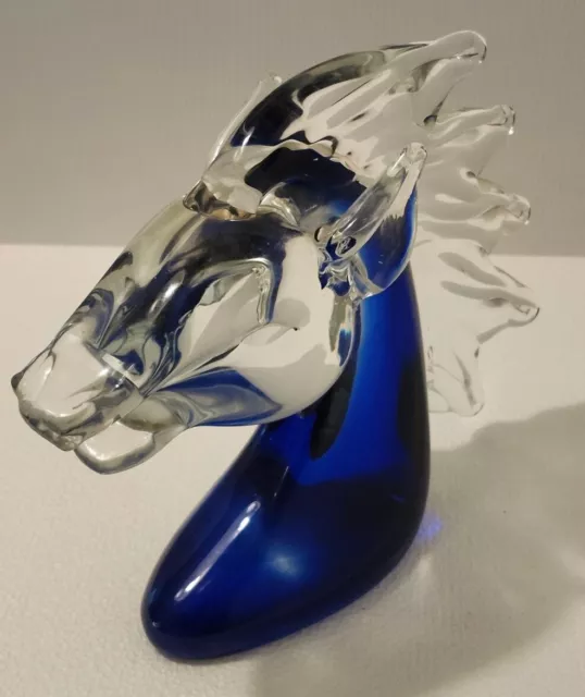 Murano Blue Glass Horse Head