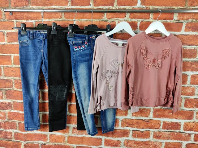 Maglione Jeans Ragazze Età 5-6 Anni Next H&M Monsoon Jeans Top Festa Bambini 116 Cm