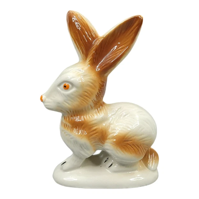 VINTAGE WILD RABBIT Bunny Hare Figurine Lustreware Made in Brazil Hand