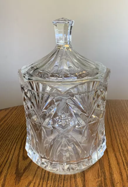 J.G. Durand FRANCE Vincennes Fine Crystal Large Biscuit Barrel Glass Cookie Jar