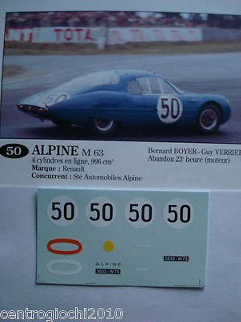 1969 Renault A220 Le Mans 1/43 Set x 4 Alpine Decals Deco Slot 1969 Renault A220 Le Mans 1/43 Set x 4 Alpine Decals Deco Slot