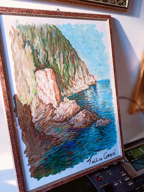 STRENNA NATALIZIA!Tullio Grassi:Costiera.olio 35x50 in cornice. meno di 100 euro