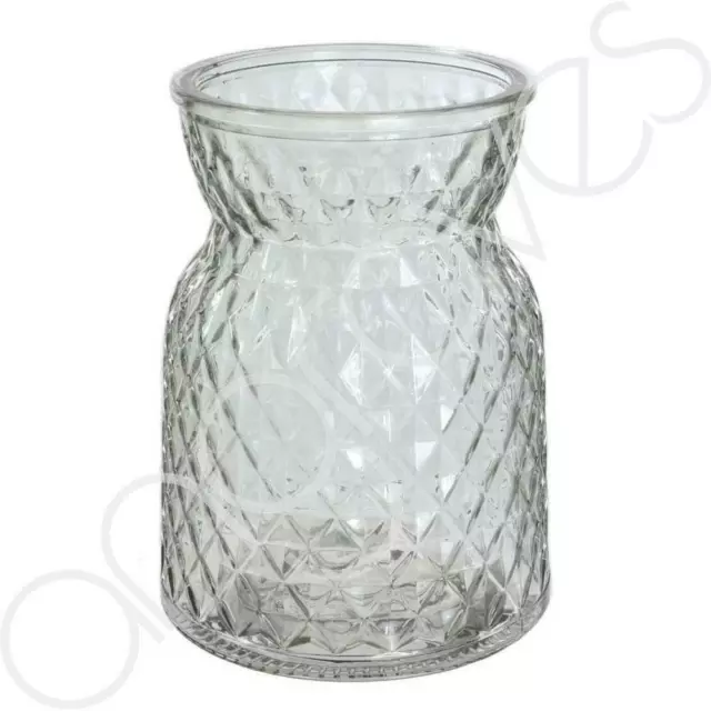 Textured Clear Glass Flower Bud Vase Jar Home Decoration Decor Ornament