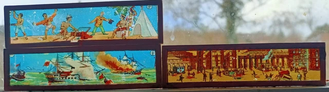 Plaques en verre pour lanterne magique scènes de guerre et paix
