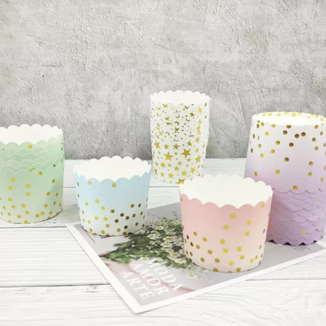 50 piezas tazas de magdalenas con patrón de bronceado revestimientos de cupcakes de alta temperatura cubos para hornear cu ZK