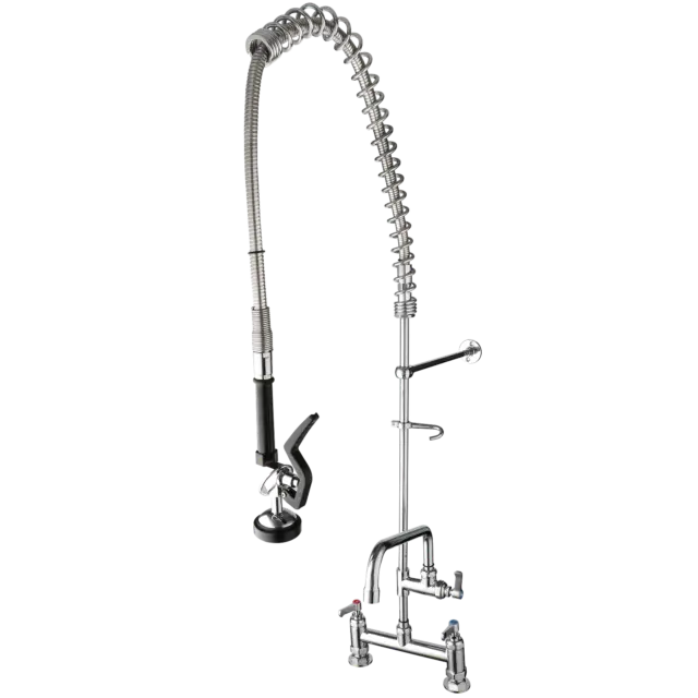 Kitchen  Chrome Commercial Deck Mount Sink Faucet Brass Pre-Rinse Device Spray