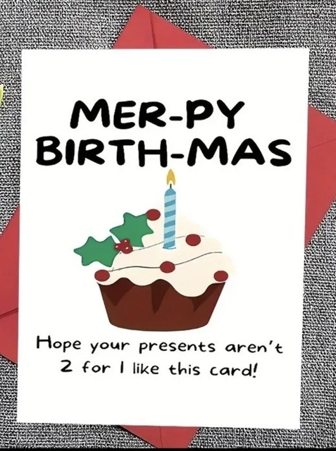 Merry Birthmas Card Funny December Birthday | Christmas Birthday Greeting Card For Friends