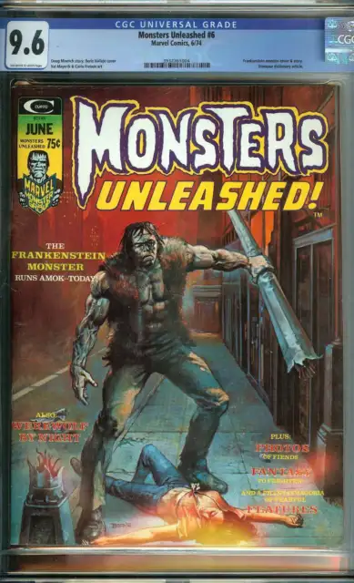 Monsters Unleashed #6 Cgc 9.6 Ow/Wh Pages // Marvel Comics Magazine 1974