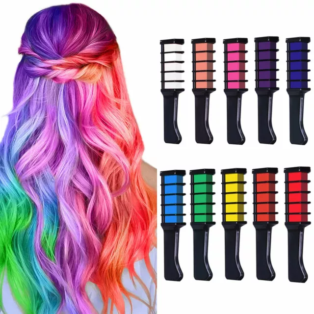 10 Colors Hair Chalk Comb Safe Temporary Washable For Girls Kids Party Cosplay