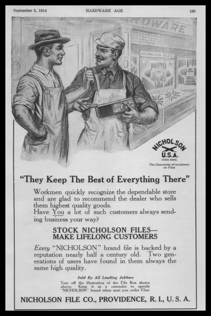 1914 Nicholson File Company Providence Rhode Island Hardware Workers Print Ad