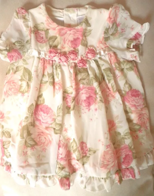 Koala Baby Girl 3‐6  Mos.  Rose Floral Chiffon Special Occasion Dress