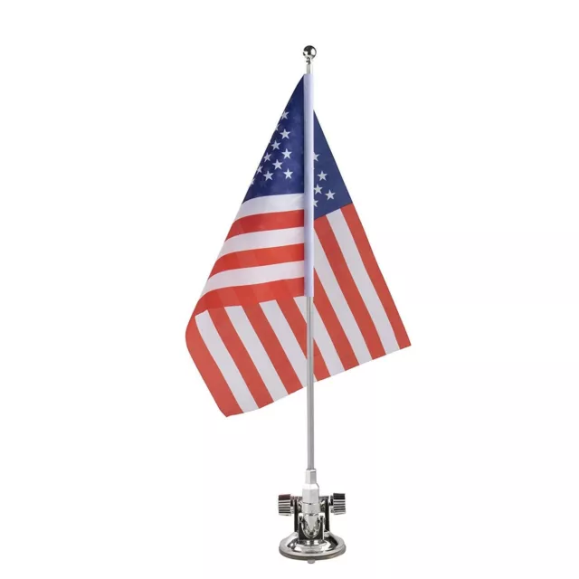 American US Flag with Metal Stand and Suction Cup for Patriotic Vehicles, 8x11"