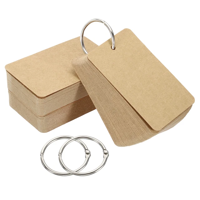 3.5" x 2" Blank Flash Cards with Rings Study Card Index Cards Note, Brown 150pcs