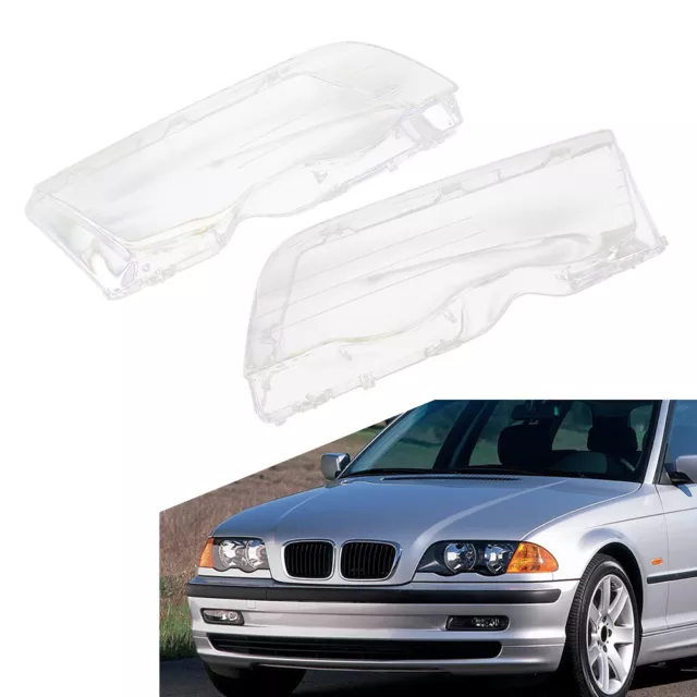 For BMW 3 Series E46 4 Door Sedan 1998-2001 Headlight Headlamp Clear Lens Cover