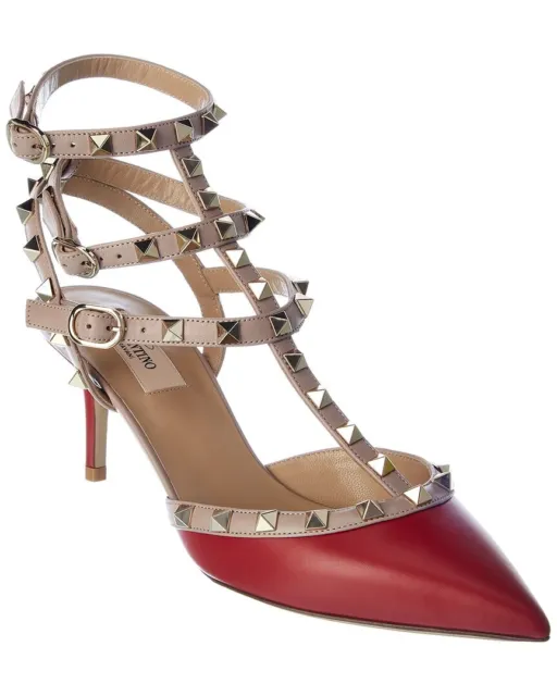 Valentino Rockstud Caged 65 Leather Ankle Strap Pump Women's