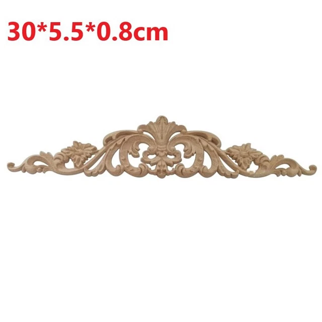 Unpainted Wood Carving Corner Onlay Applique Cabinet Furniture Home Decor
