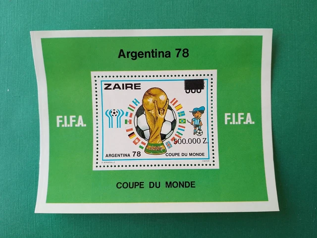 ZAIRE surchargé overprint nouvelle monnaie 500000z Football Argentine neuf MNH