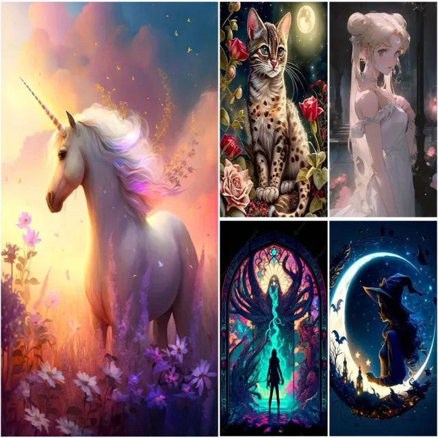 Large 5D Diamond Painting Castle Unicorn Beauty Cross Stitch Embroidery Crafts 2