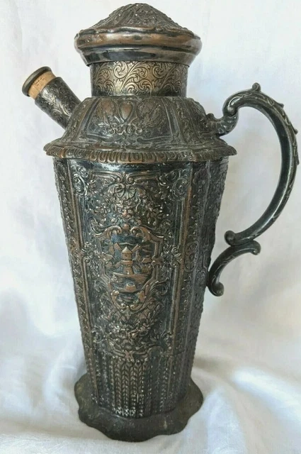Antique Silver Plated Cocktail Shaker  by E G Webster Art Nouveau Design 11 1/2