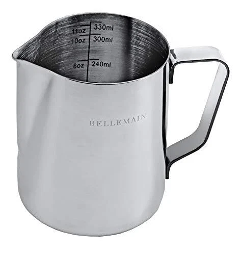 Bellemain Milk Frothing Pitcher 12 oz | Espresso Steaming Pitcher, Small Milk...