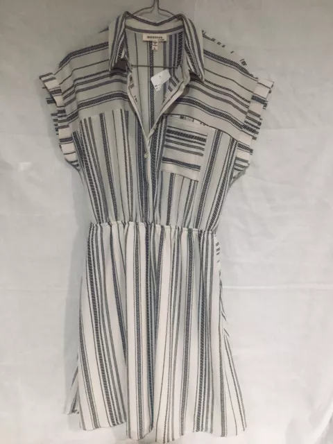 NWOT Monteau Los Angeles Black Stripe  Dress Elastic Waist Size Large