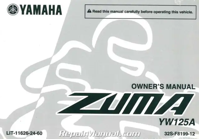 2011 Yamaha Zuma YW125AB Scooter Owners Manual : LIT-11626-24-60