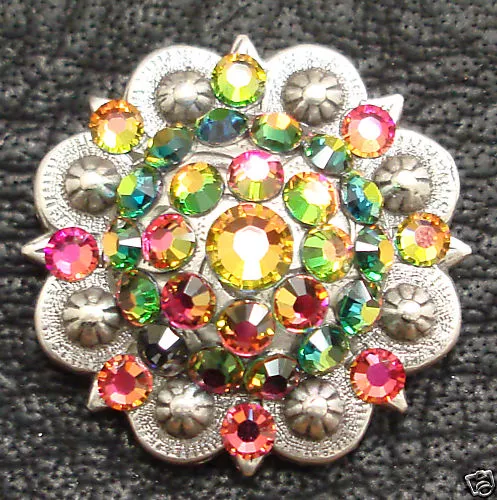 WESTERN HORSE SADDLE TACK RHINESTONE CONCHOS CRYSTAL CONCHOS 1-1/4" screw back