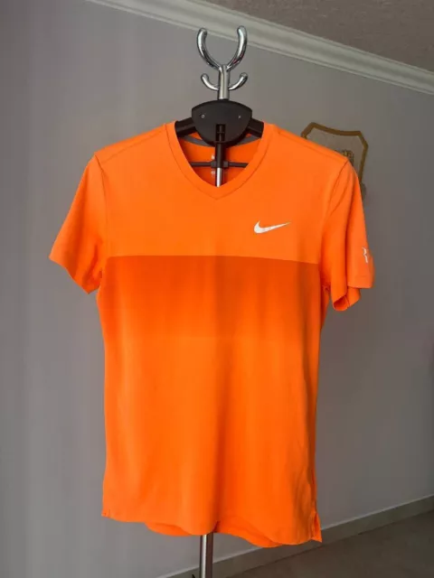 Rf Roger Federer 2015 Dubai Atp Orange Tennis Shirt Nike 677936-803 Mens Size M