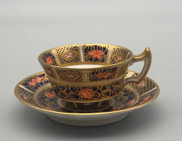 Royal Crown Derby Porcelain Imari 919 Miniature Teacup & Saucer Set