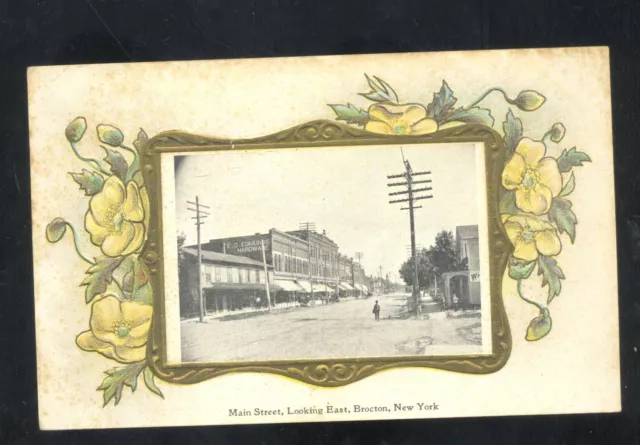 Brocton New York Downtown Main Street Scene Vintage Postcard Ny