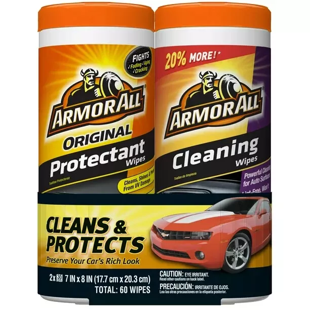 Armor All Original Protectant & Cleaning Wipes Twin Pack, 25 Count