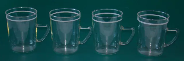 Teeglas DDR mit Henkel, 4 Stück Jenaer Glas Glühweinglas
